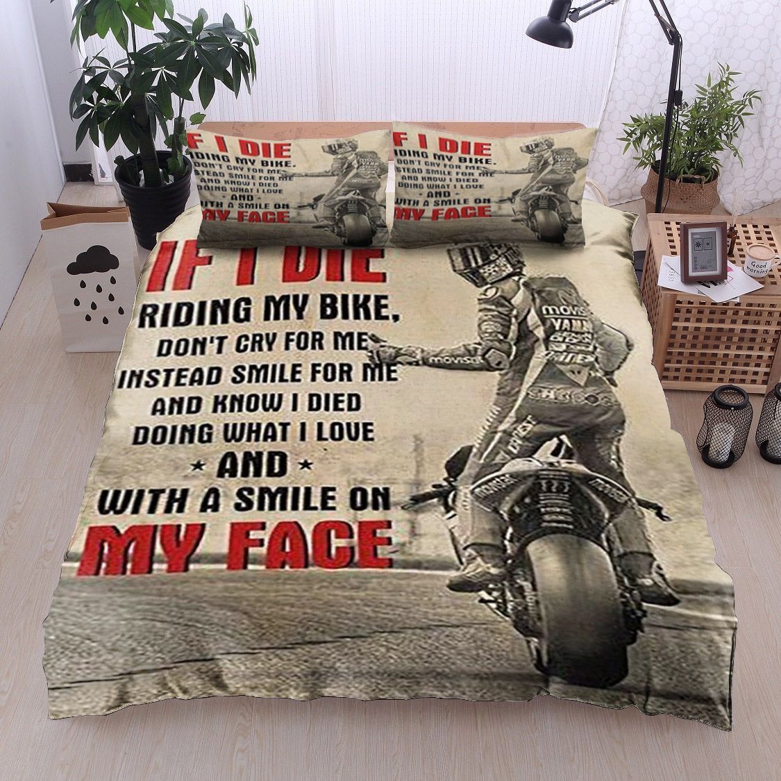 Riding My Bike Motorcycle Bedding Set
