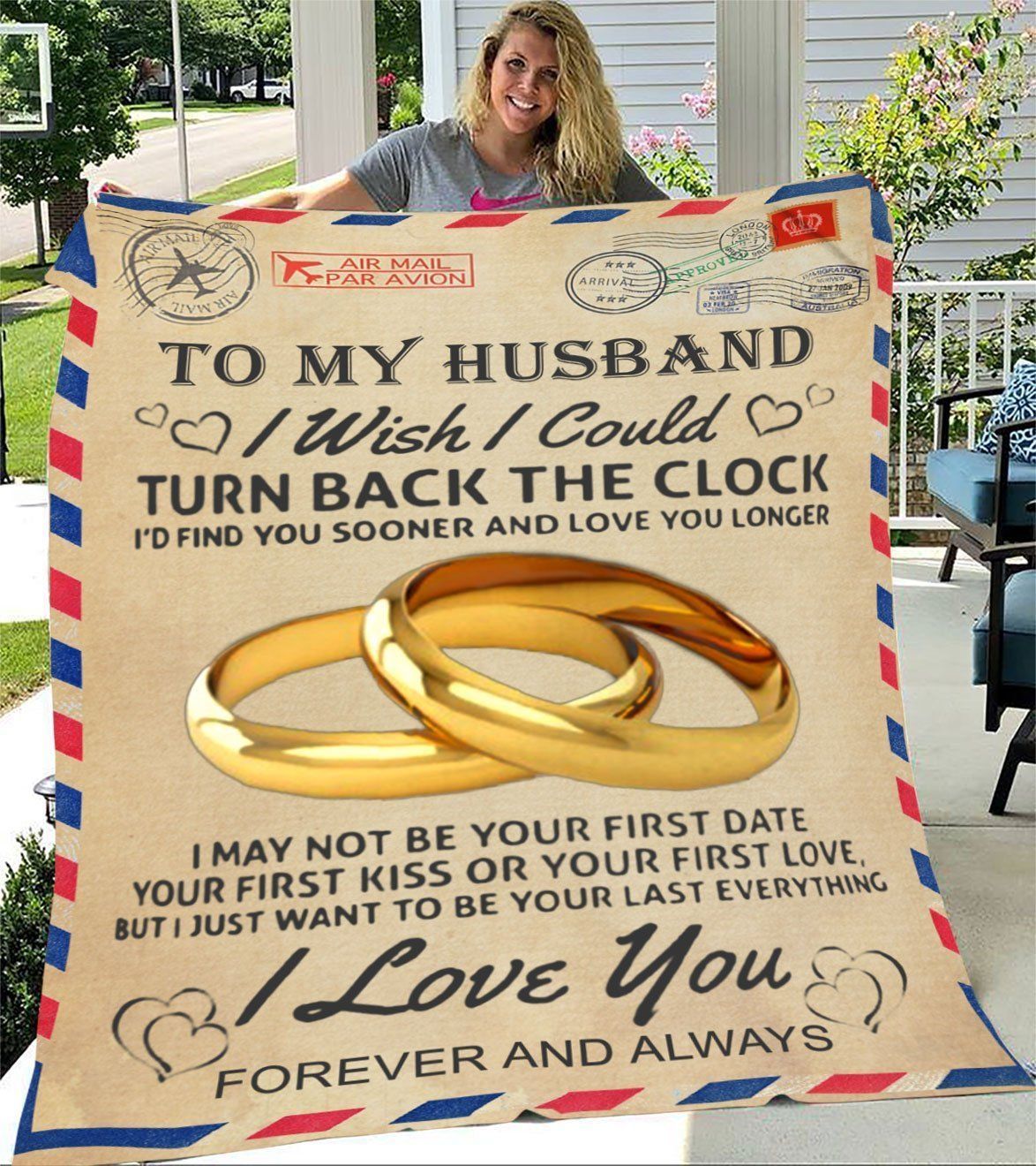 Rings Letter Gift For Husband Love You Longer Fleece Blanket