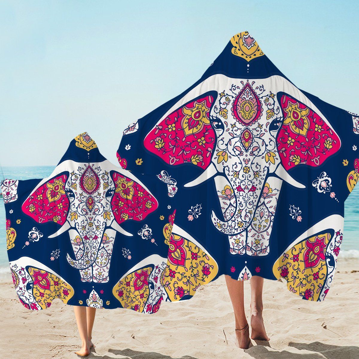 Ritual Elephant Lady Pattern Printed Hooded Towel