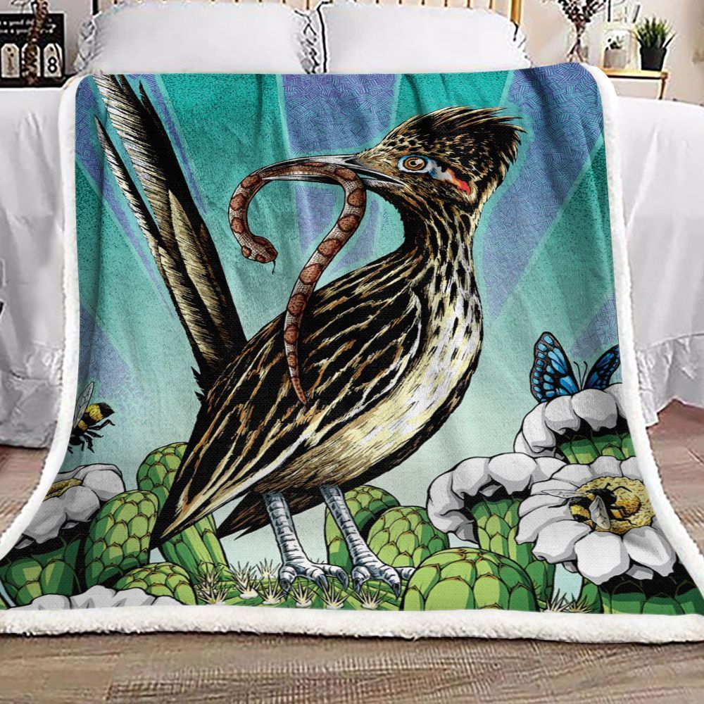 Roadrunner Bee Butterfly Flower Sherpa Fleece Blanket