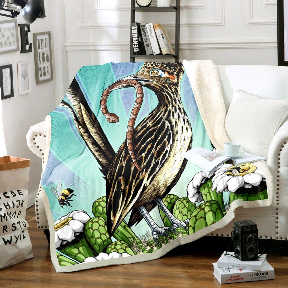 Roadrunner Bird Sherpa Fleece Blanket