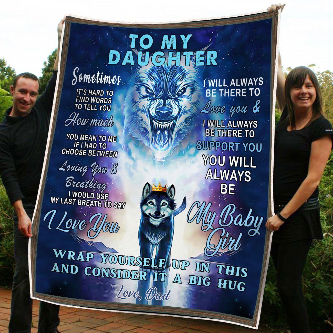 Roaring Wolff Always Be My Baby Girl Dad Gift For Daughter Fleece Blanket