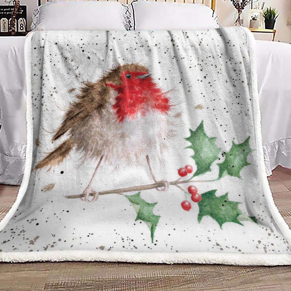 Robins Christmas Sherpa Fleece Blanket