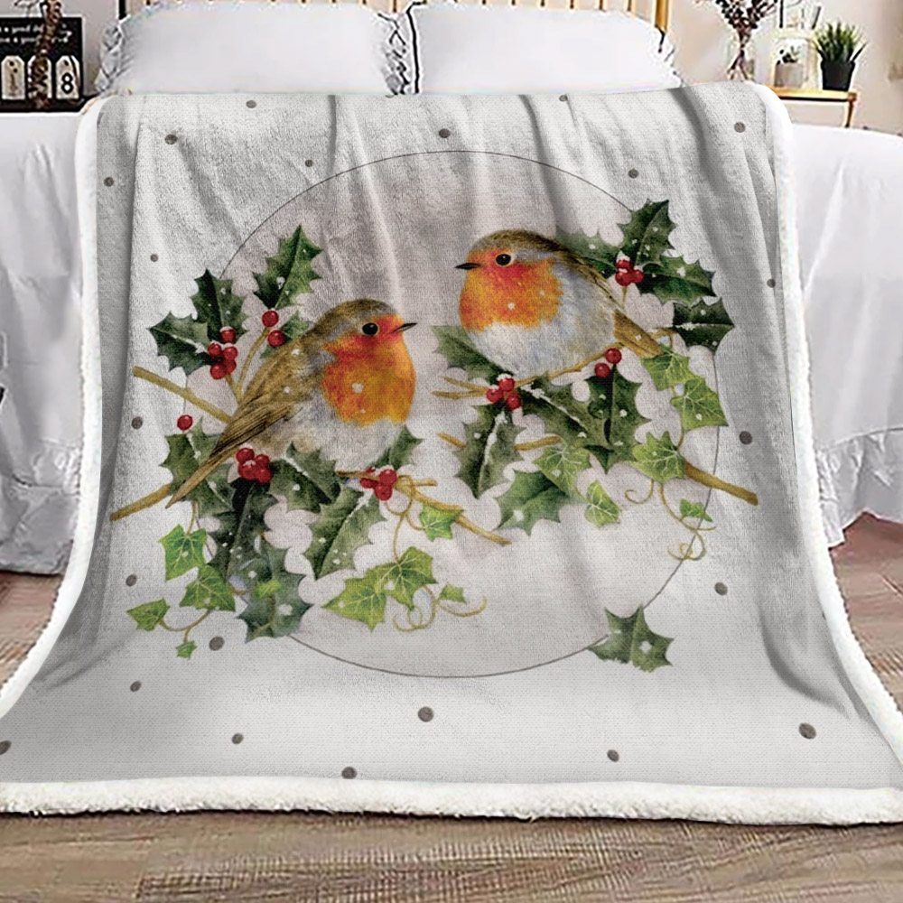 Robins Christmas Sherpa Fleece Blanket