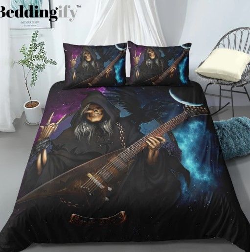 Rock N Roll Skull Bedding Set