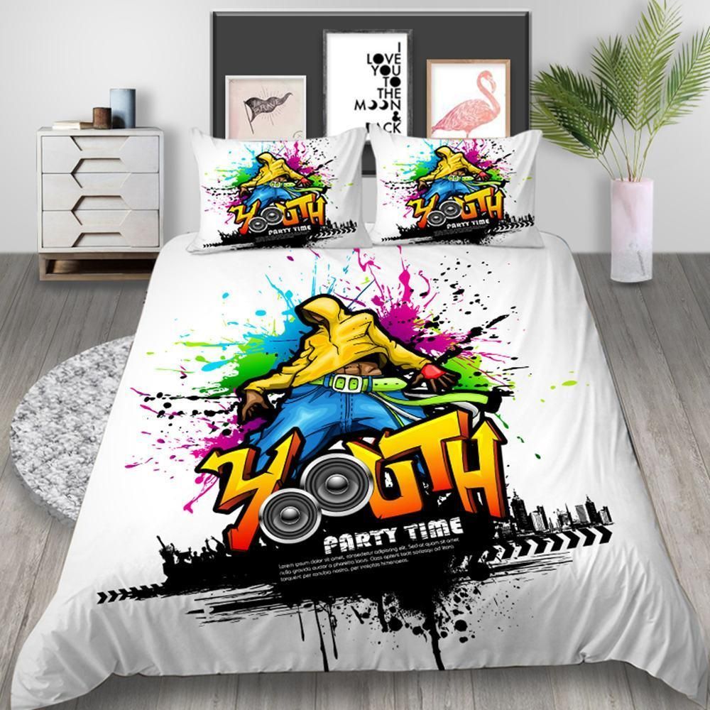 Rock Style Colorful Music Printed Bedding Set