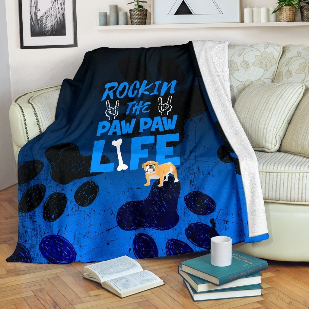 Rockin Paw Paw Life Bulldog Sherpa Fleece Blanket