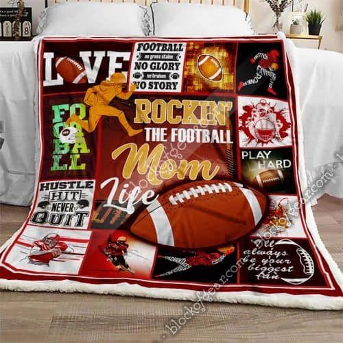 Rocking The Football Mom Life Sherpa Fleece Blanket