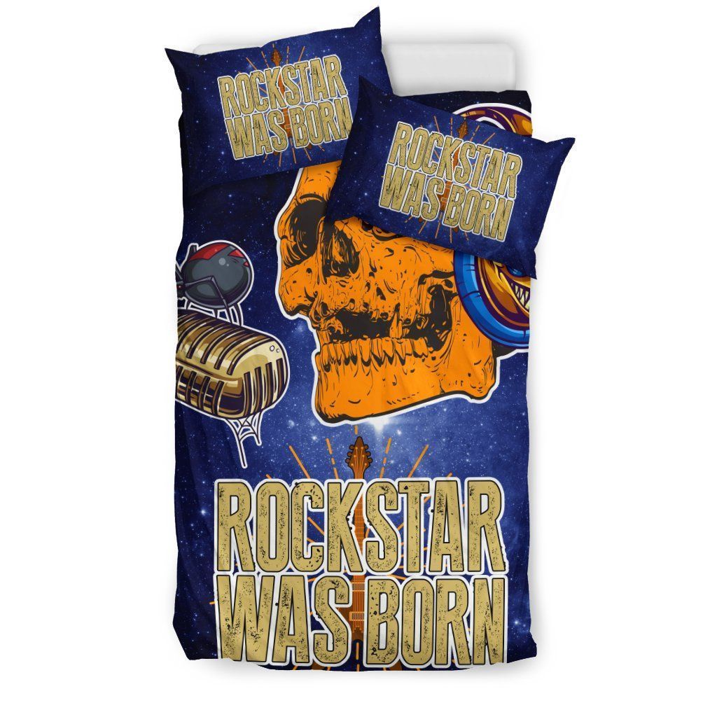 Rockstar Was Born Skull Bedding Set