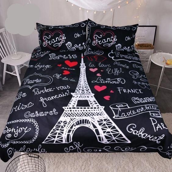 Romantic France Paris Tower Bedding Set