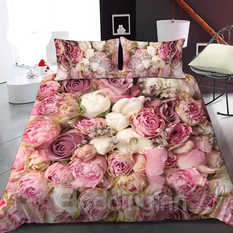 Romantic Pink Roses Bedding Set
