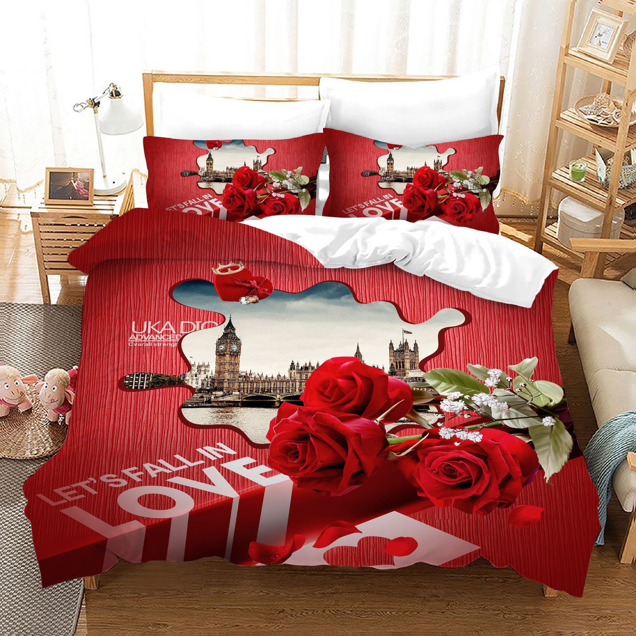 Romantic Red Rose Valentine’s Day Gift Bedding Set