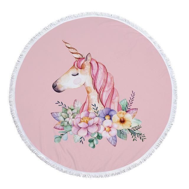 Romantic Unicorn Collection Printed Round Beach Towel