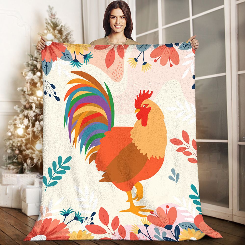 Rooster Sherpa Fleece Blanket
