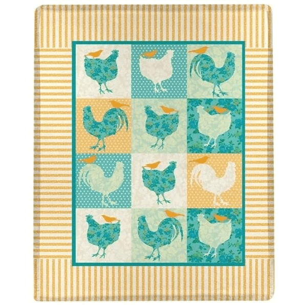 Rooster And Chicken Sherpa Fleece Blanket