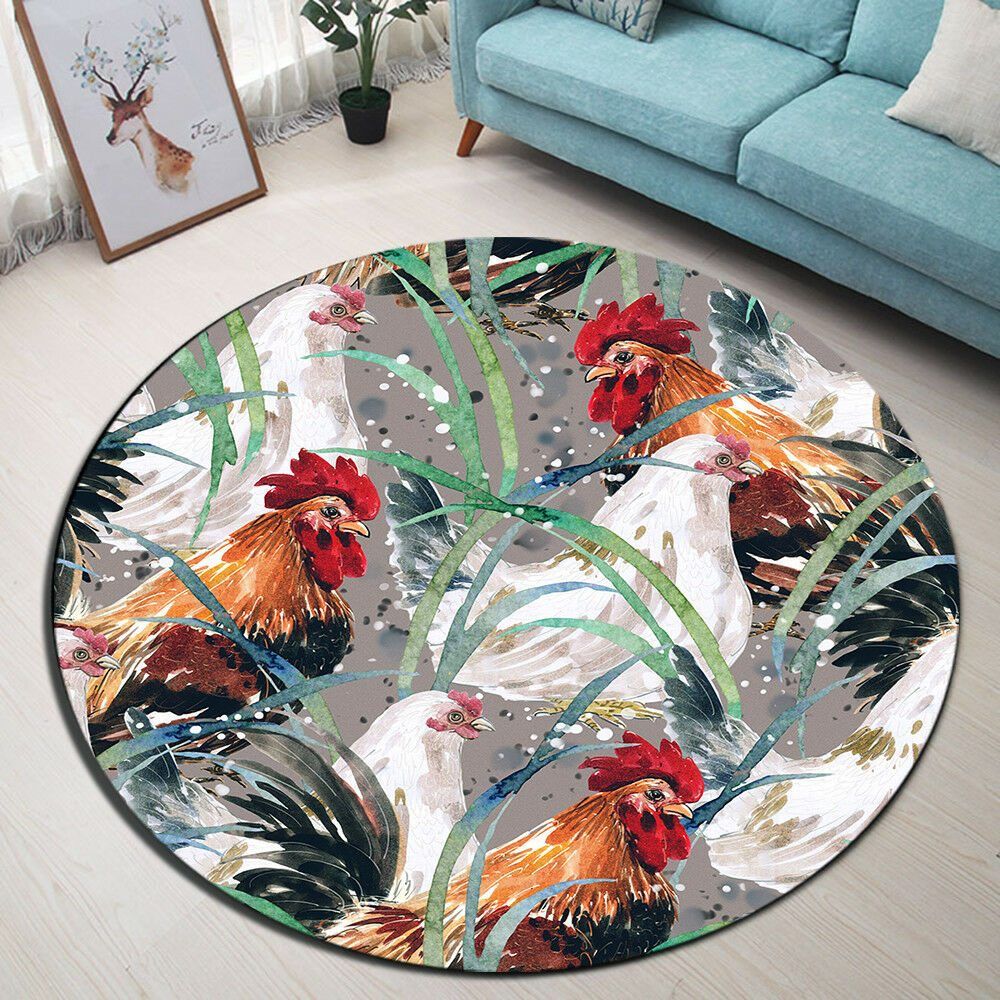 Rooster Round Carpet