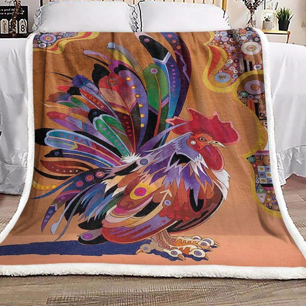 Rooster Color Sherpa Fleece Blanket