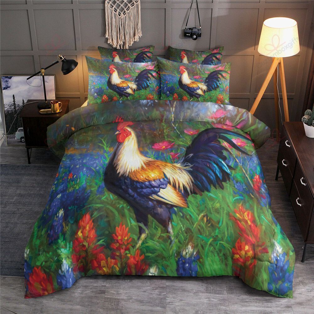 Rooster Flower Bedding Set
