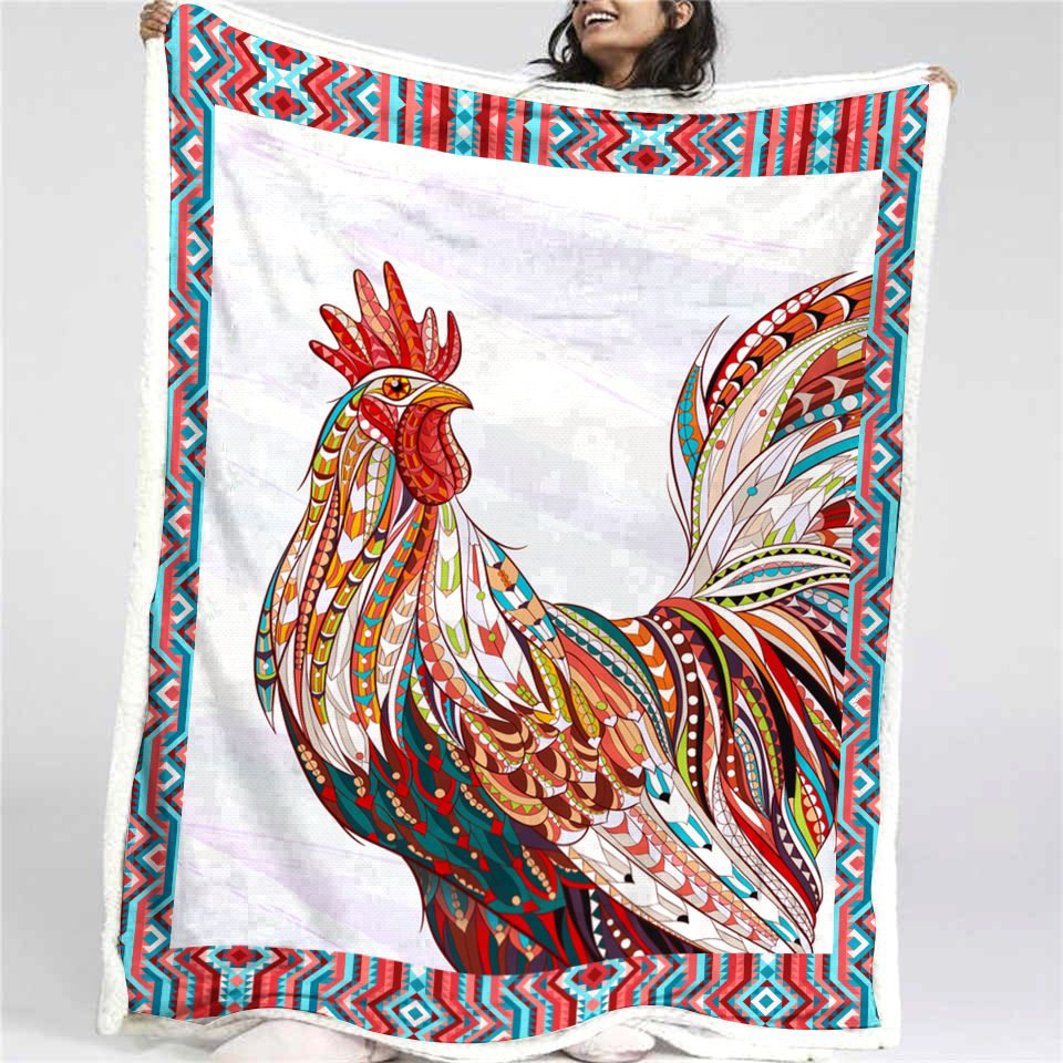 Rooster Grunge Fleece Blanket