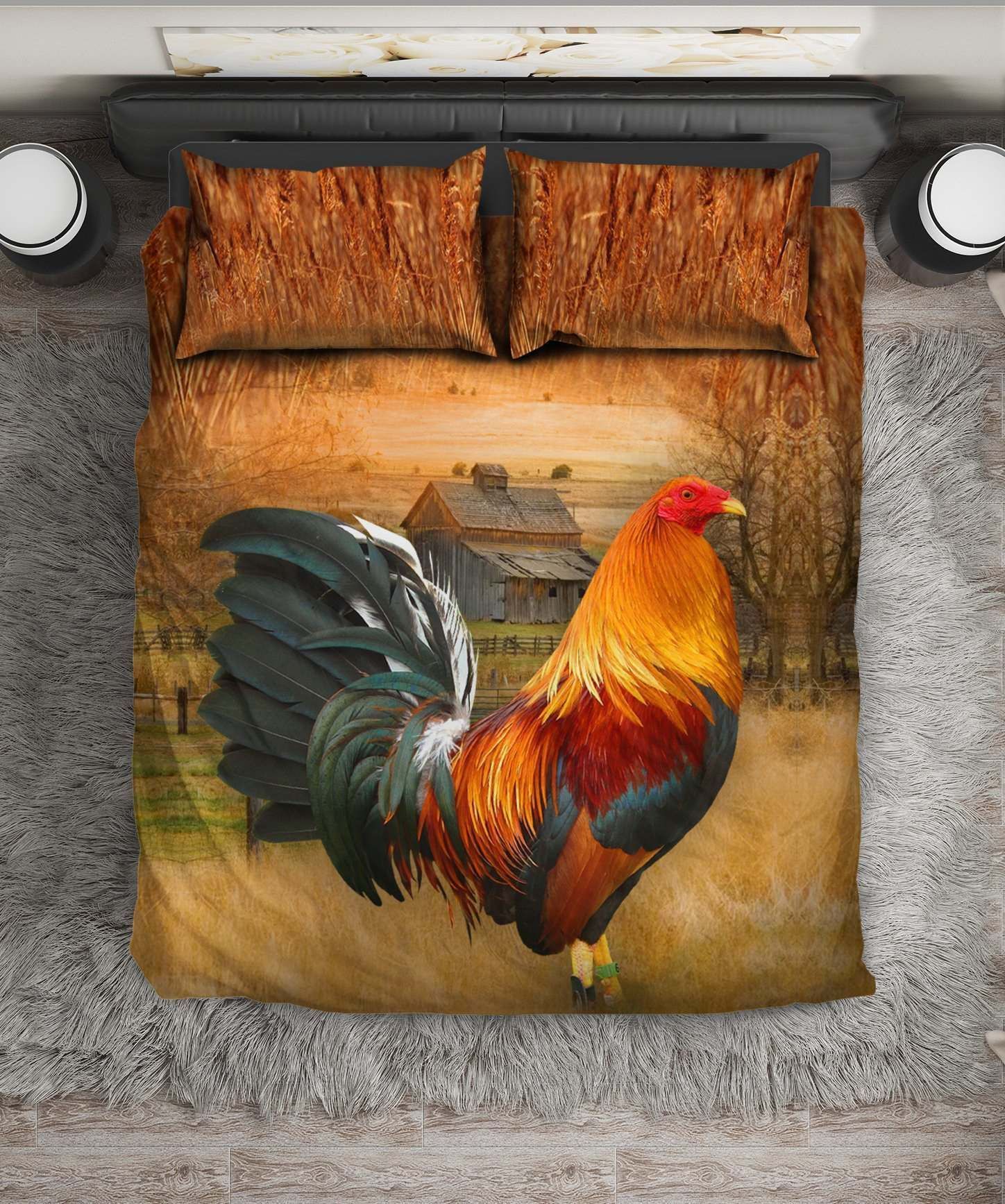 Rooster In Farm Bedding Set