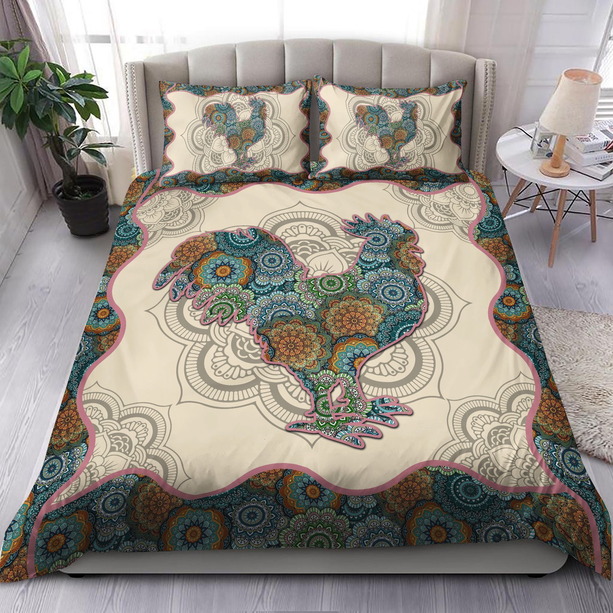 Rooster Mandala Bedding Set
