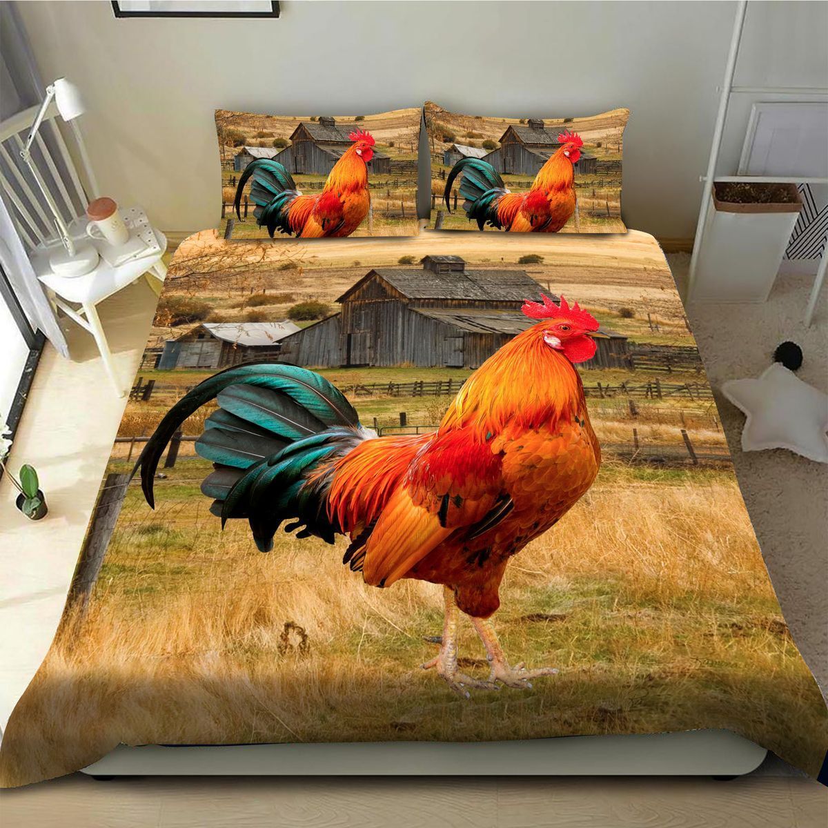Rooster Red Bedding Set