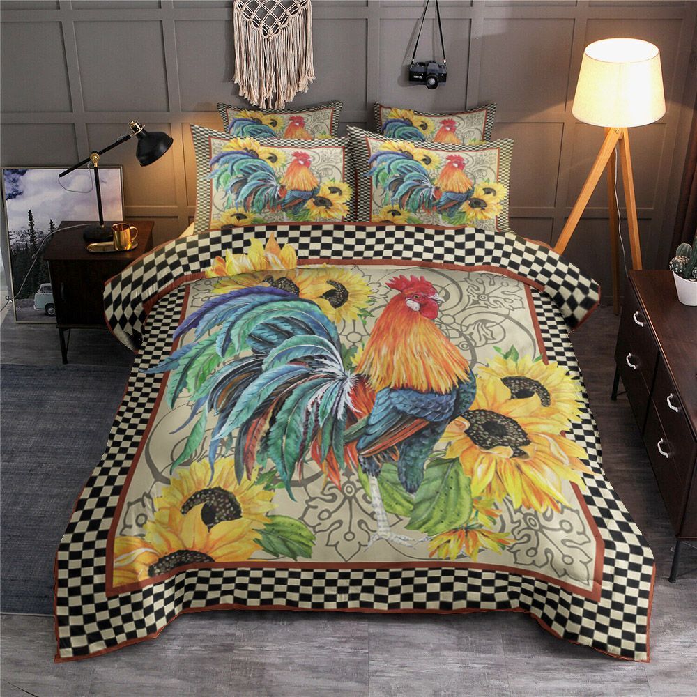 Rooster Sunflower Bedding Set
