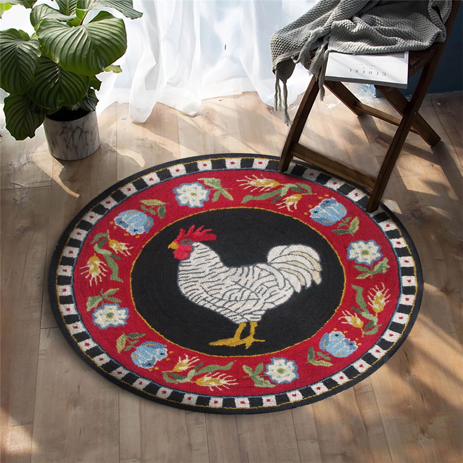 Rooster Round Carpet