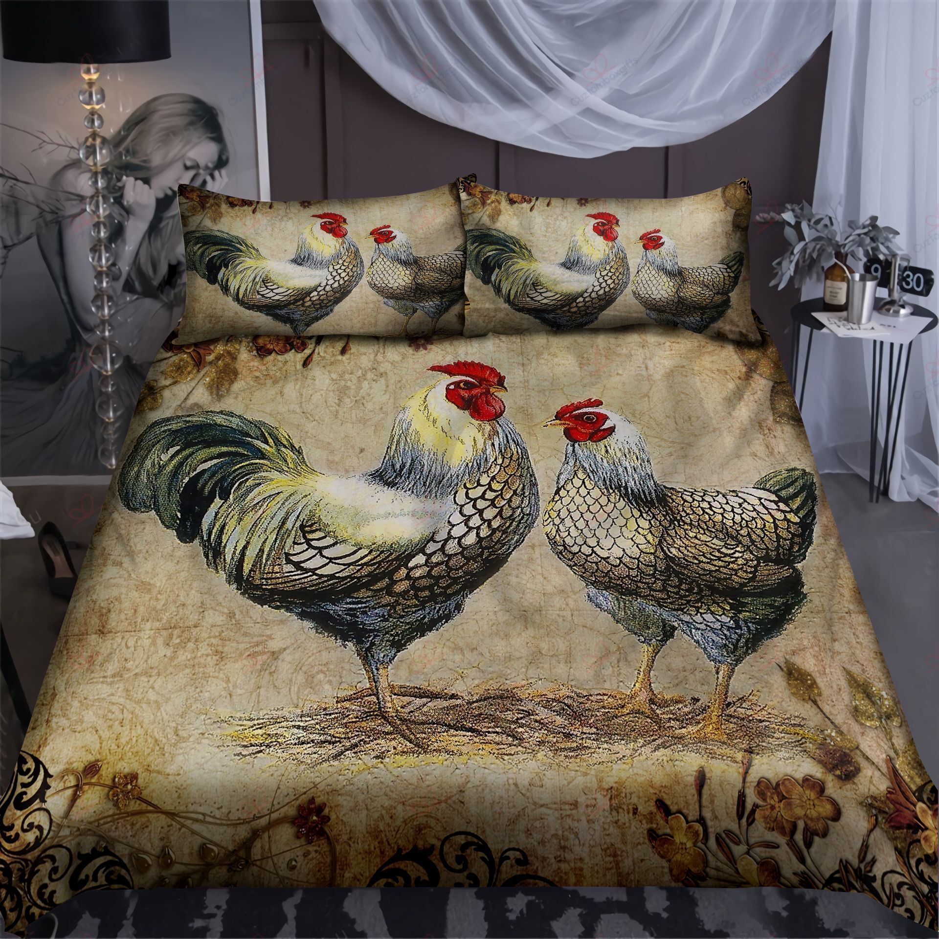Rooster Vintage Bedding Set