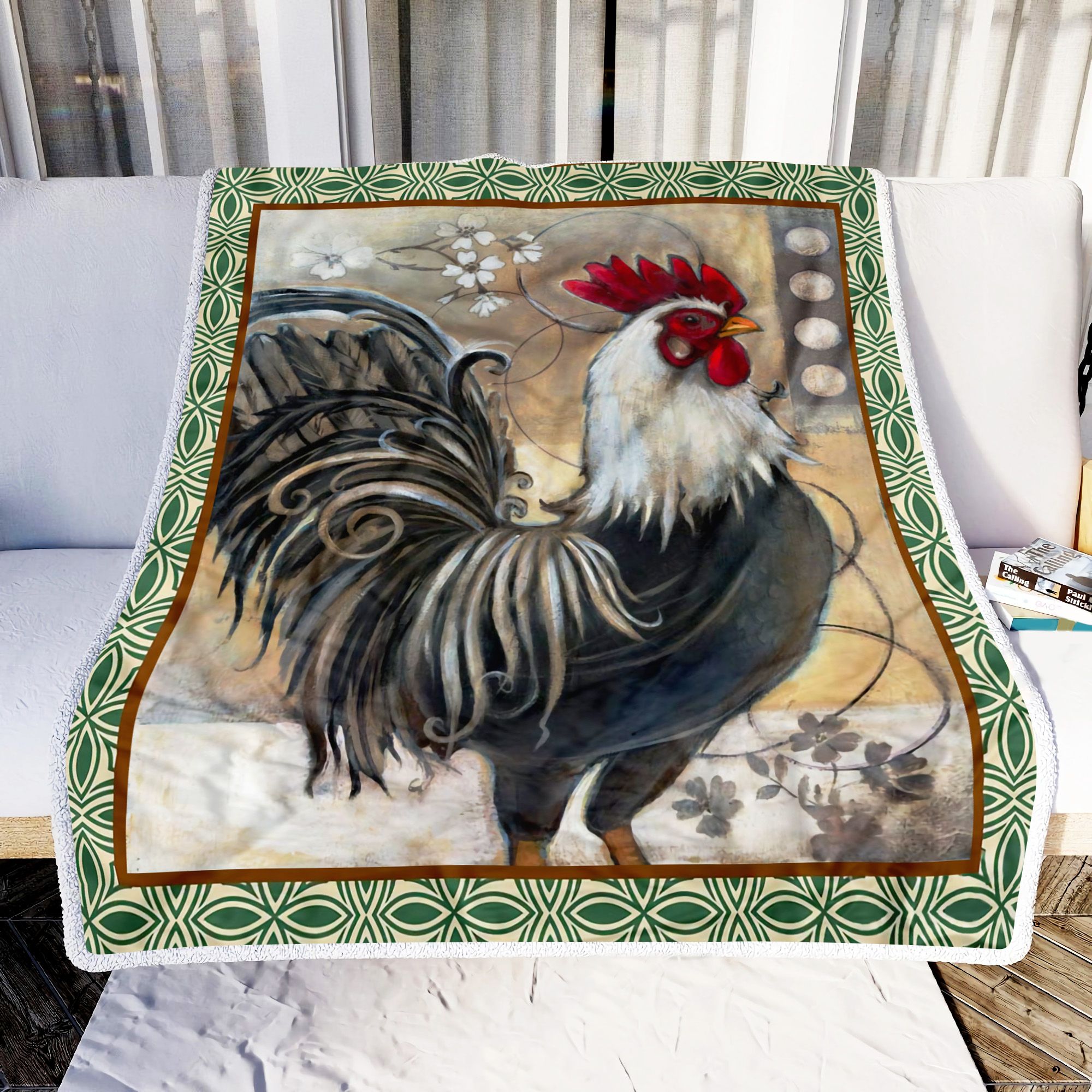 Rooster Vintage Fleece Blanket