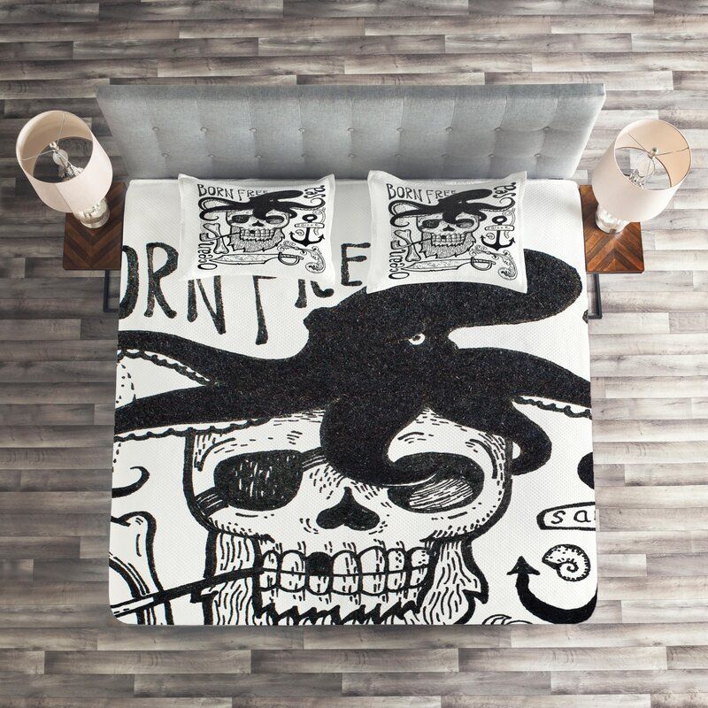Ropes Anchor Sailor Pipe Smoking Pirate Skull Bedding Set