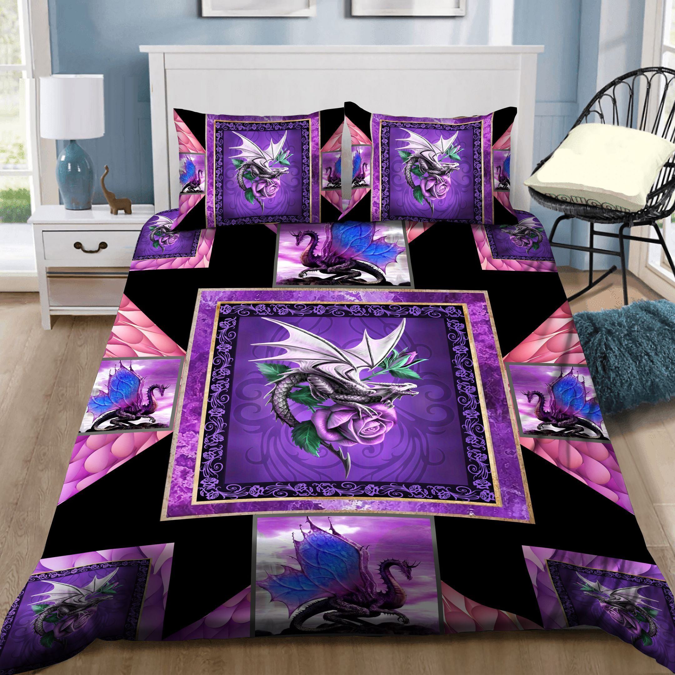 Rose And Dragon Bedding Set