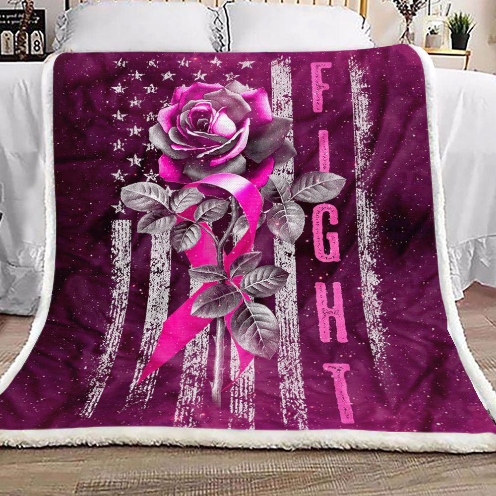 Rose Breast Cancer Awareness Fleece Blanket