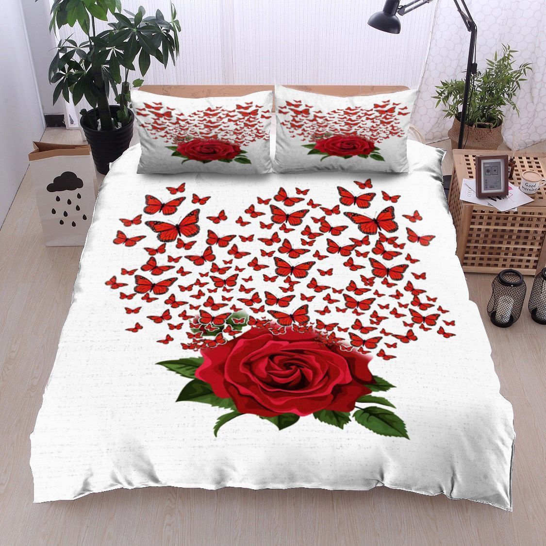 Rose Butterfly Bedding Set