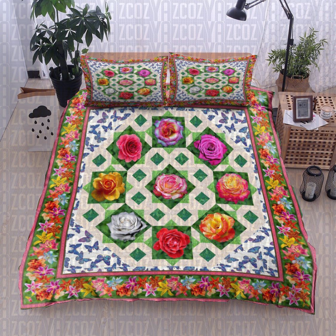 Rose Butterfly Bedding Set