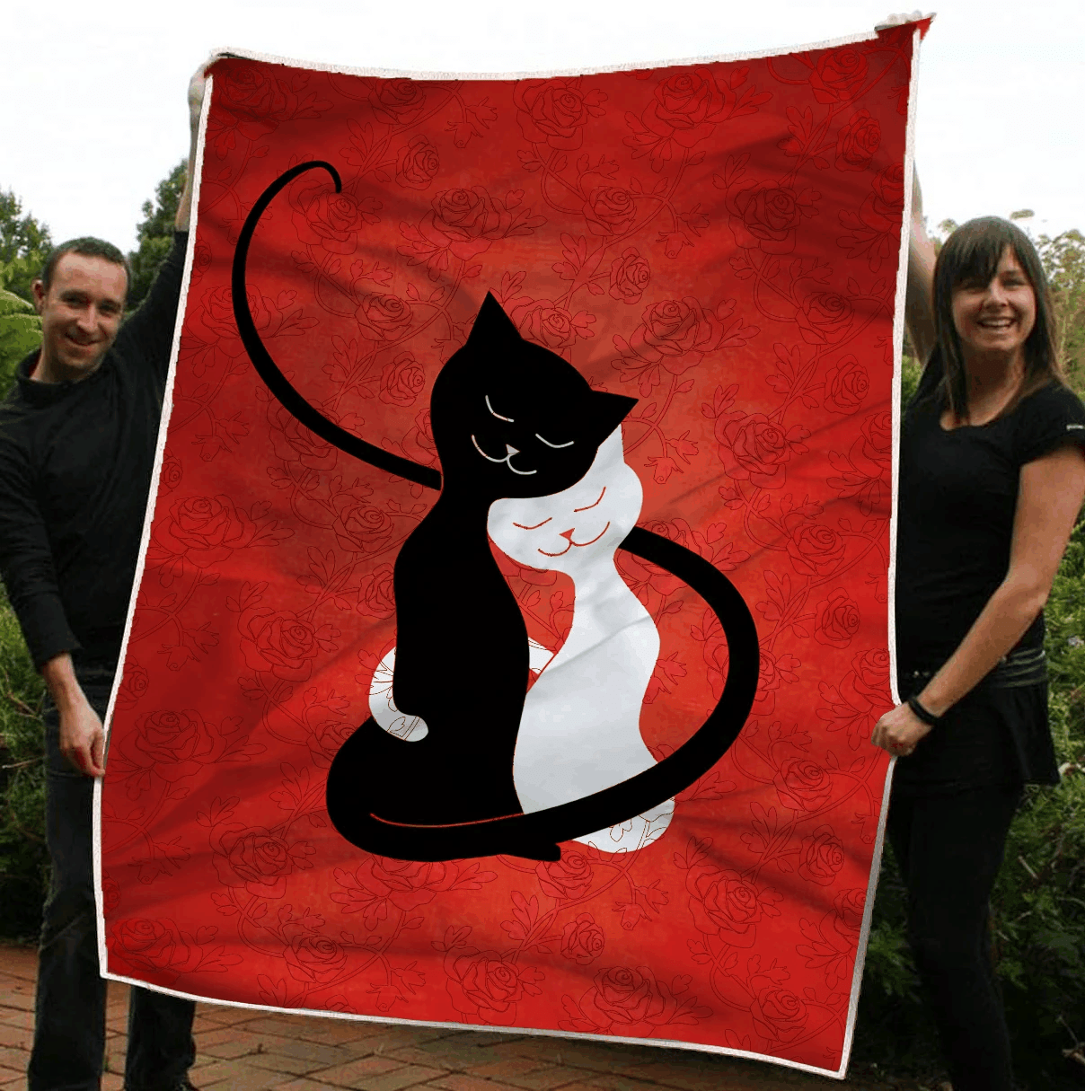Rose Cat Sherpa Fleece Blanket
