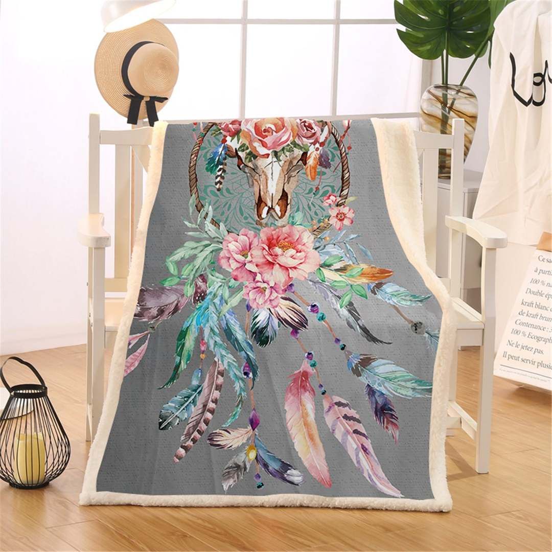 Rose Dreamcatcher Sherpa Fleece Blanket
