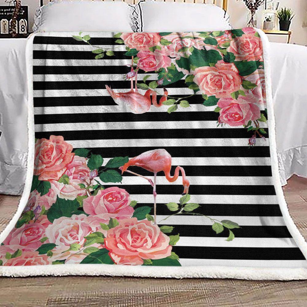 Rose Flamingo Sherpa Fleece Blanket