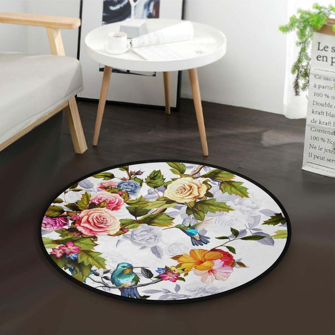 Rose Floral Round Carpet