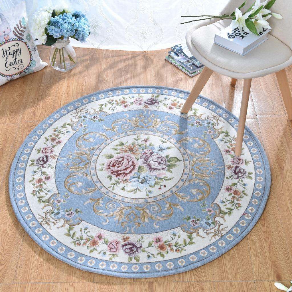 Rose Floral Pattern Round Carpet