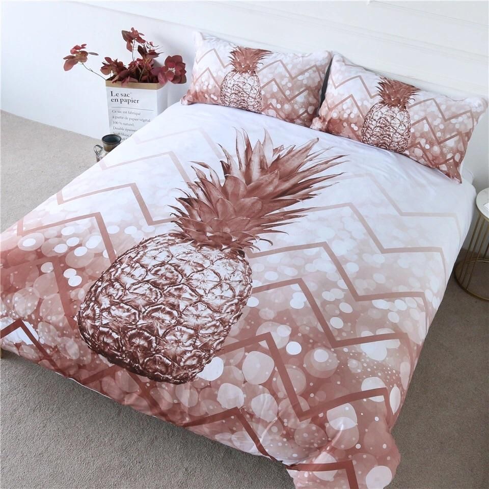 Rose Gold Pineapple Bedding Set