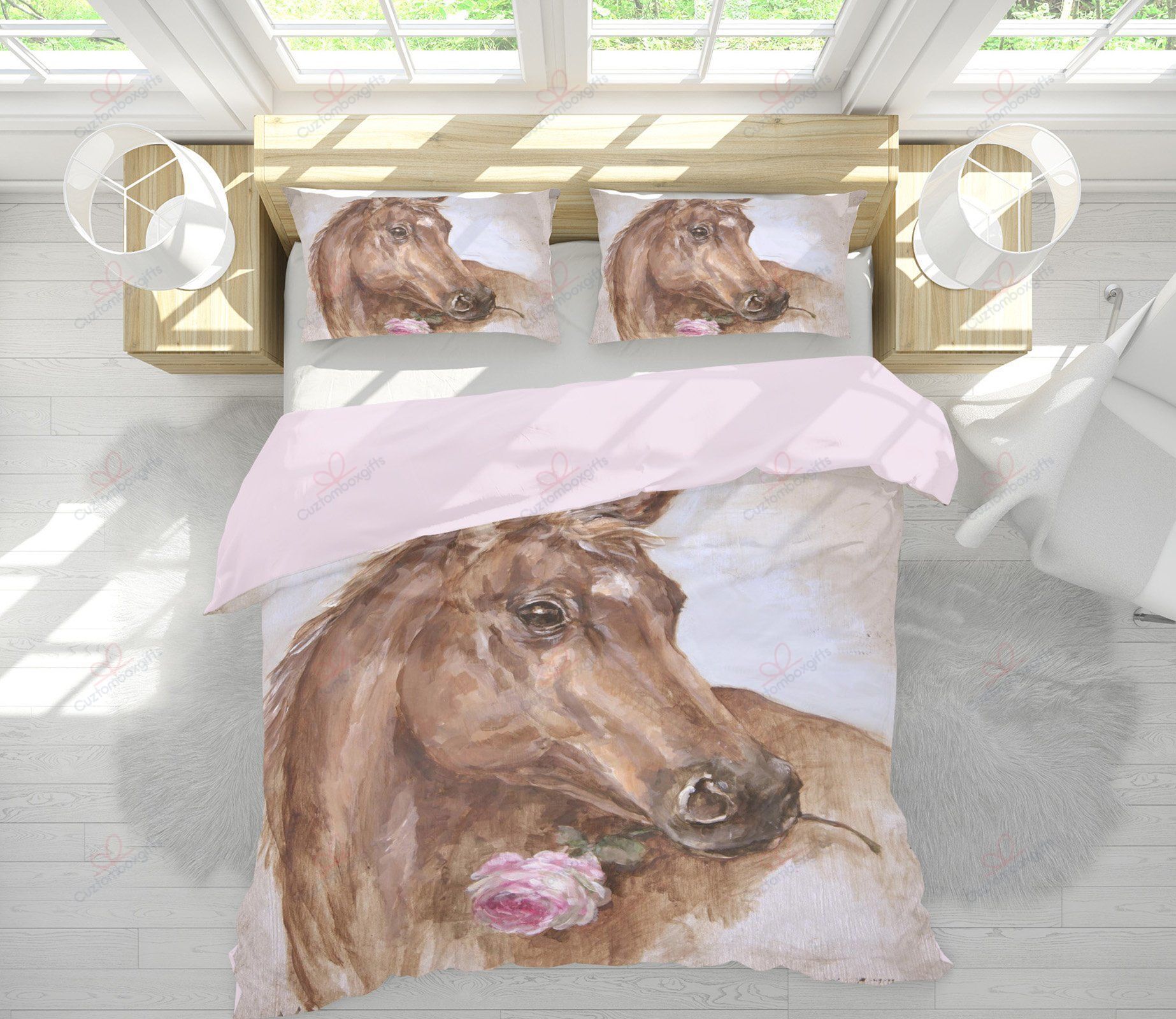 Rose Horse Bedding Set