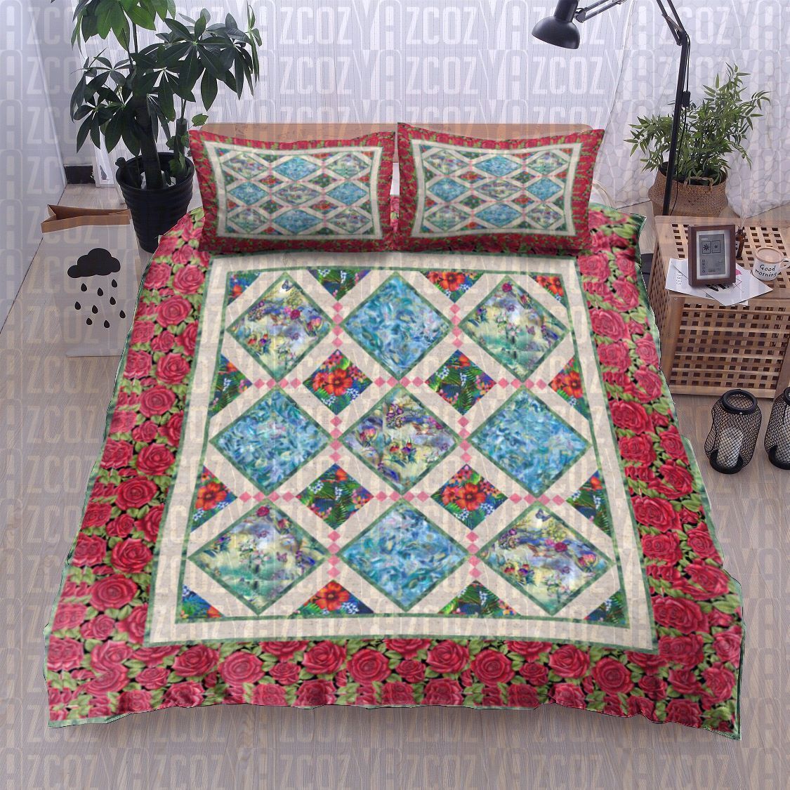 Rose Hummingbird Bedding Set