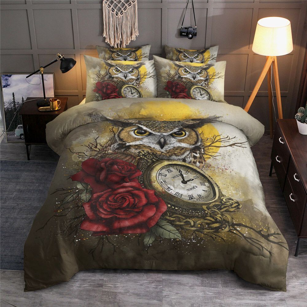 Rose Owl Time Flow Bedding Set