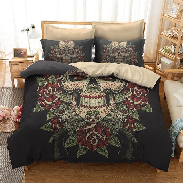 Rose Skull Bedding Set