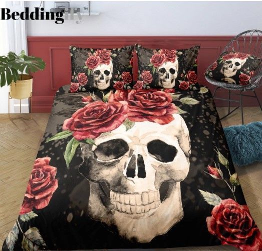 Rose Skull Bedding Set