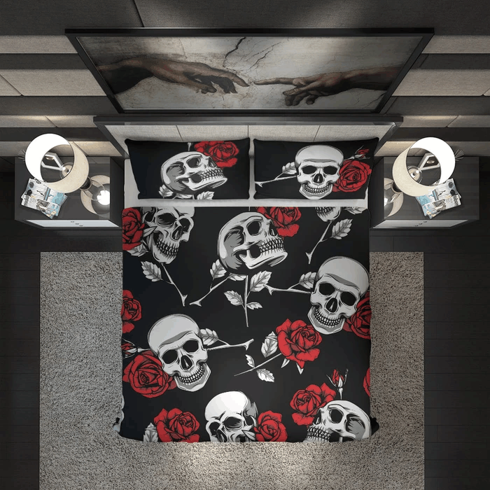 Rose Skull Bedding Set