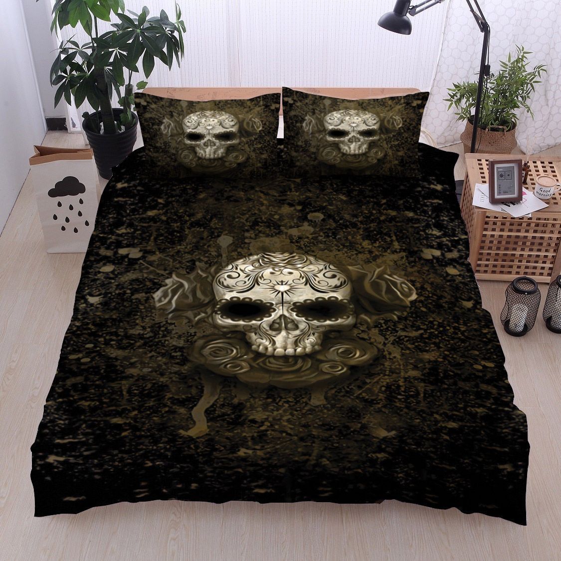 Rose Skull Bedding Set