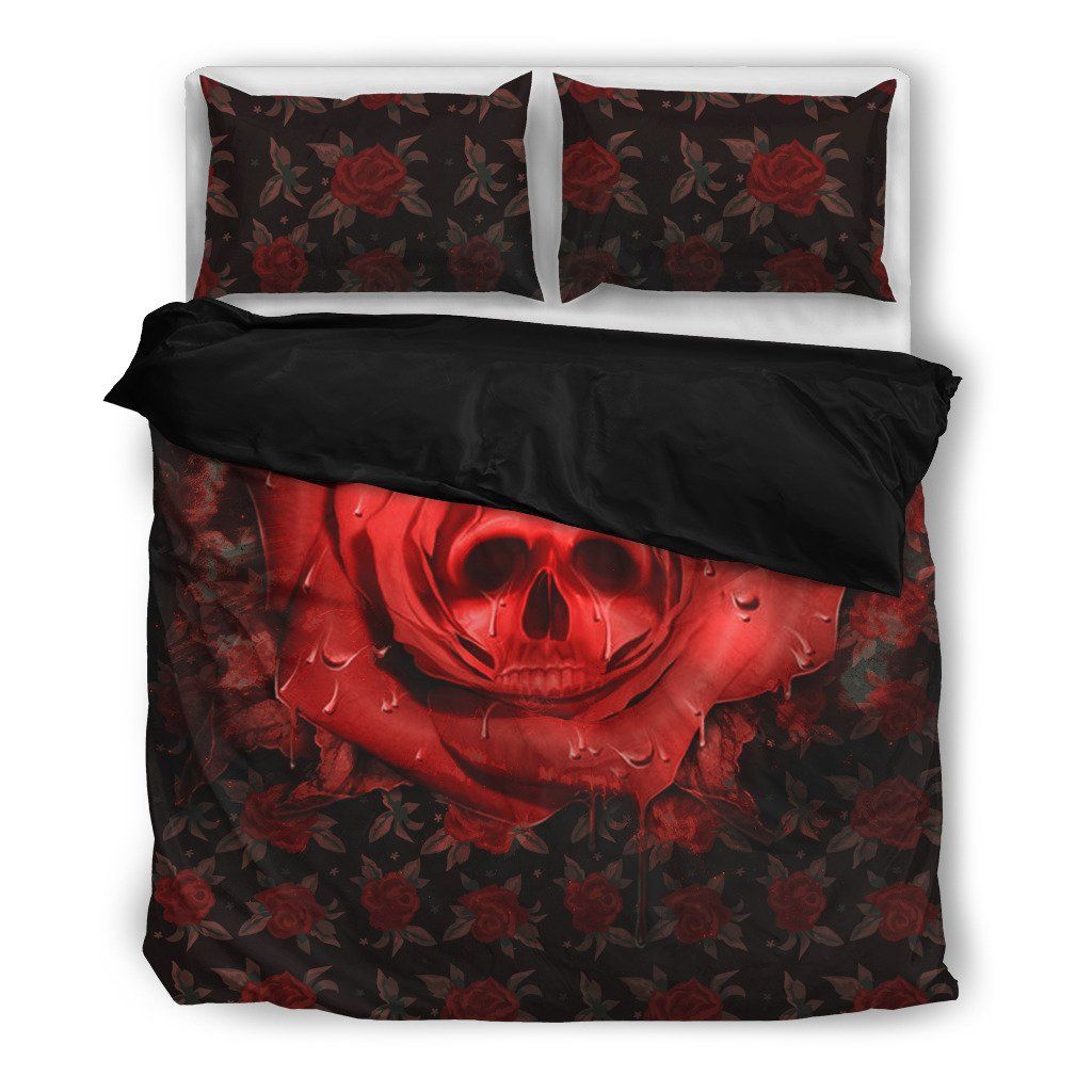 Rose Skull Red Bedding Set