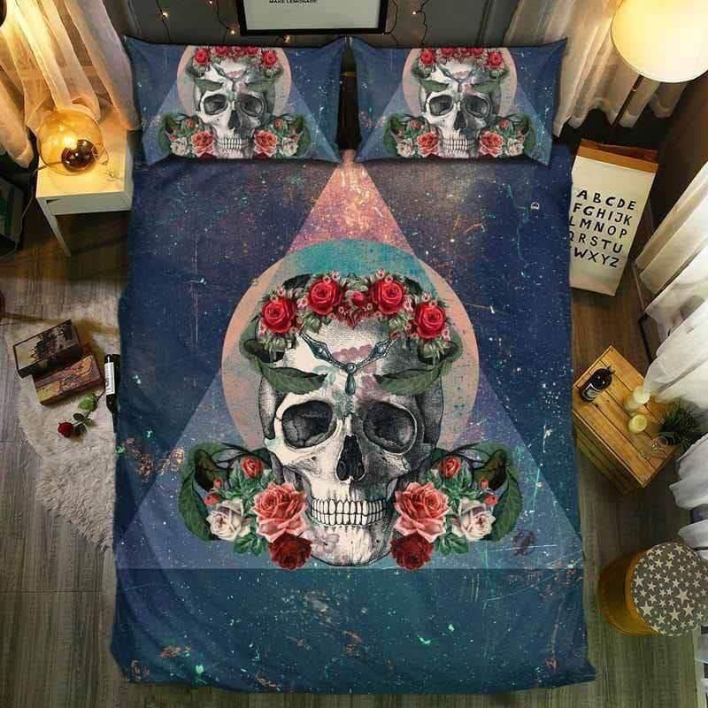 Rose Skull Triangle Circle Bedding Set
